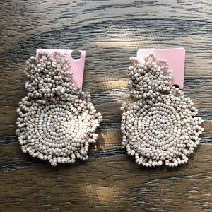 Tan Beaded Statement Earrings